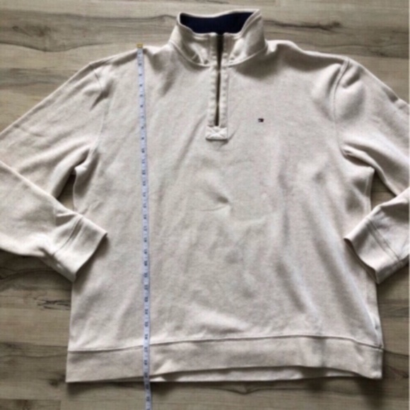 Cream Neutral Quarter Zip Tommy Hilfiger Pull Over Sweater - Picture 2 of 8